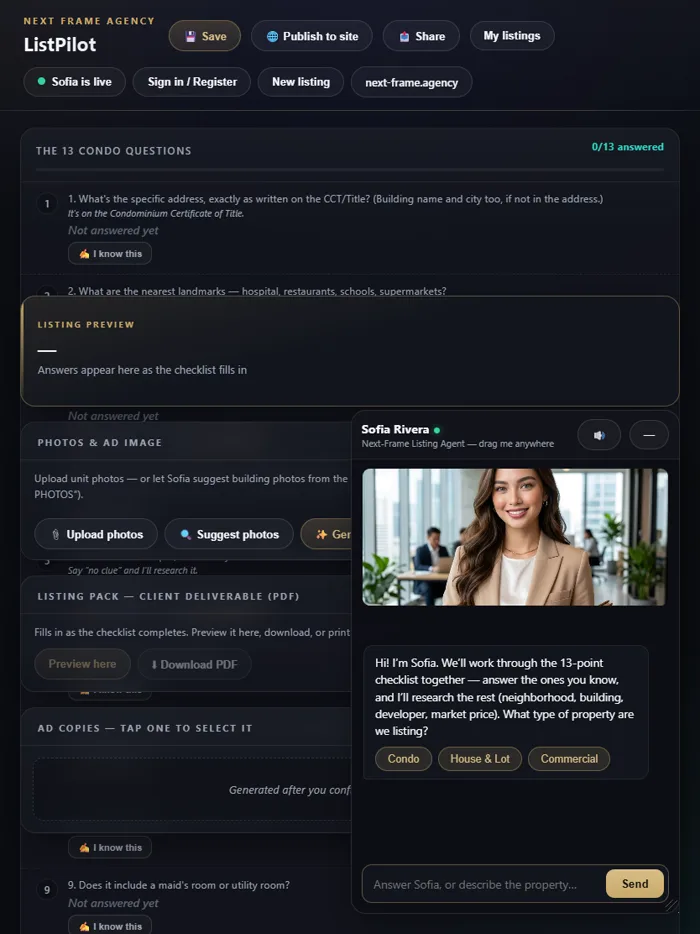 ListPilot on a tablet at 834 pixels wide